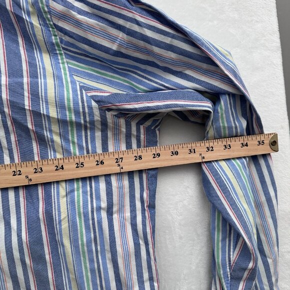 Ralph Lauren Button Down Shirt Mens 2XLT Tall Blue Striped Business Casual Pony - Picture 5 of 8